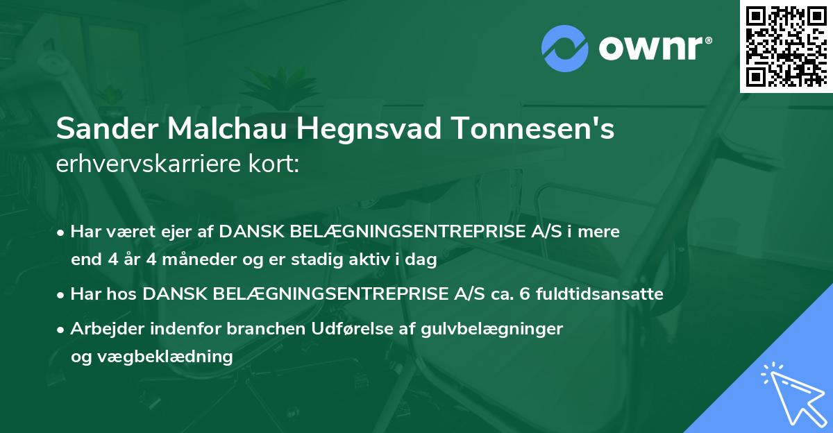 Sander Malchau Hegnsvad Tonnesen's erhvervskarriere kort