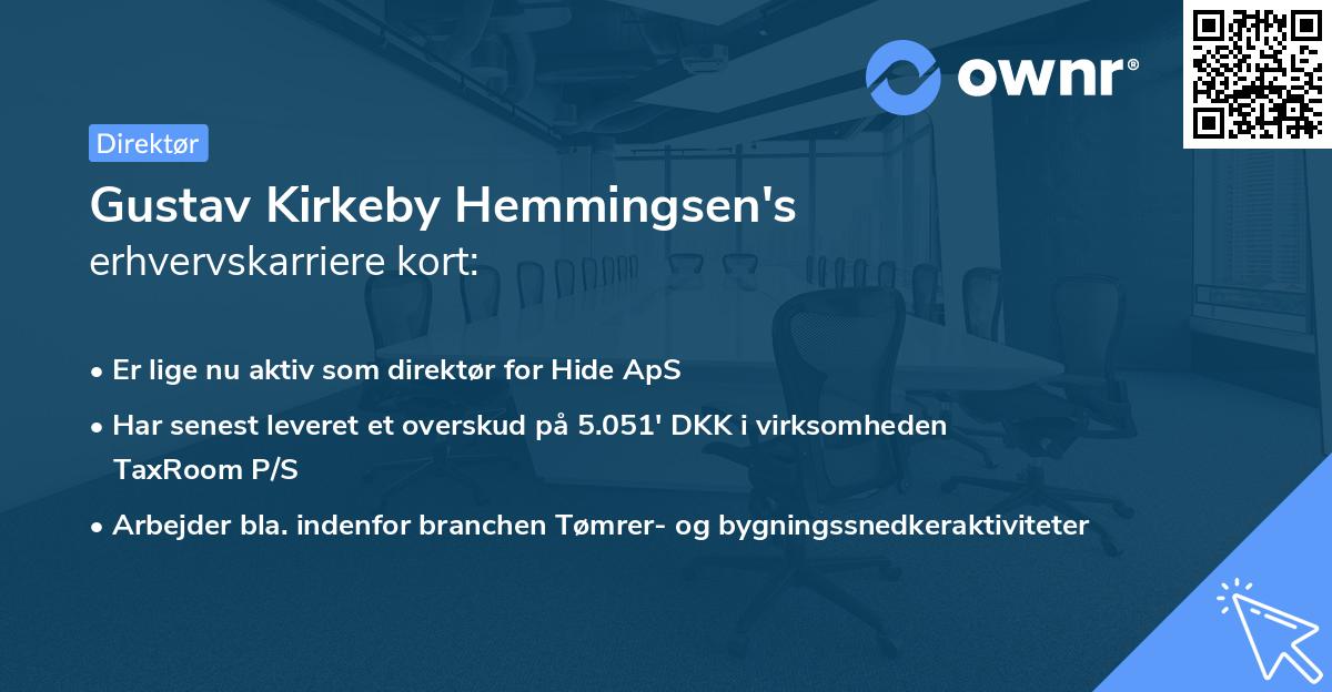 Gustav Kirkeby Hemmingsen's erhvervskarriere kort