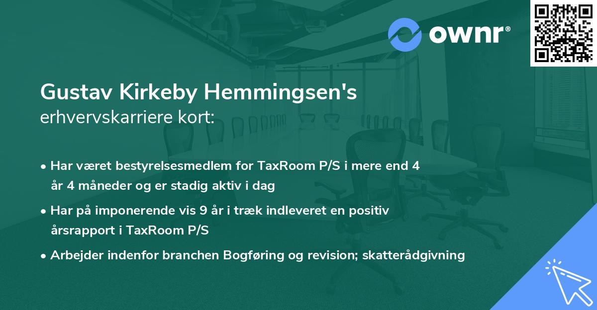Gustav Kirkeby Hemmingsen's erhvervskarriere kort