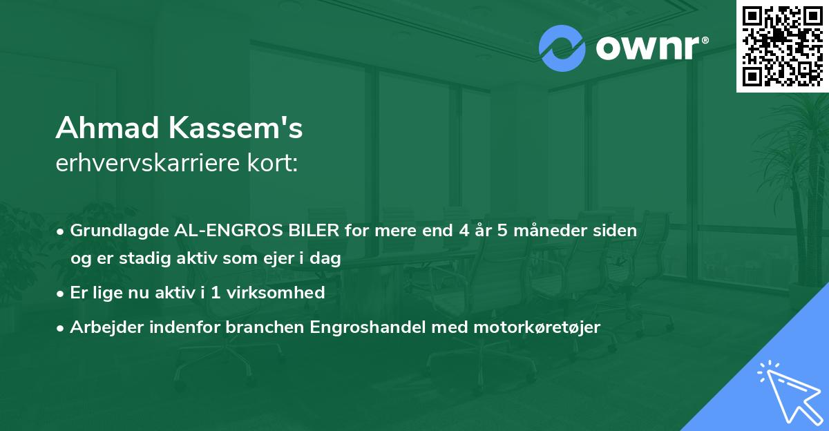 Ahmad Kassem's erhvervskarriere kort