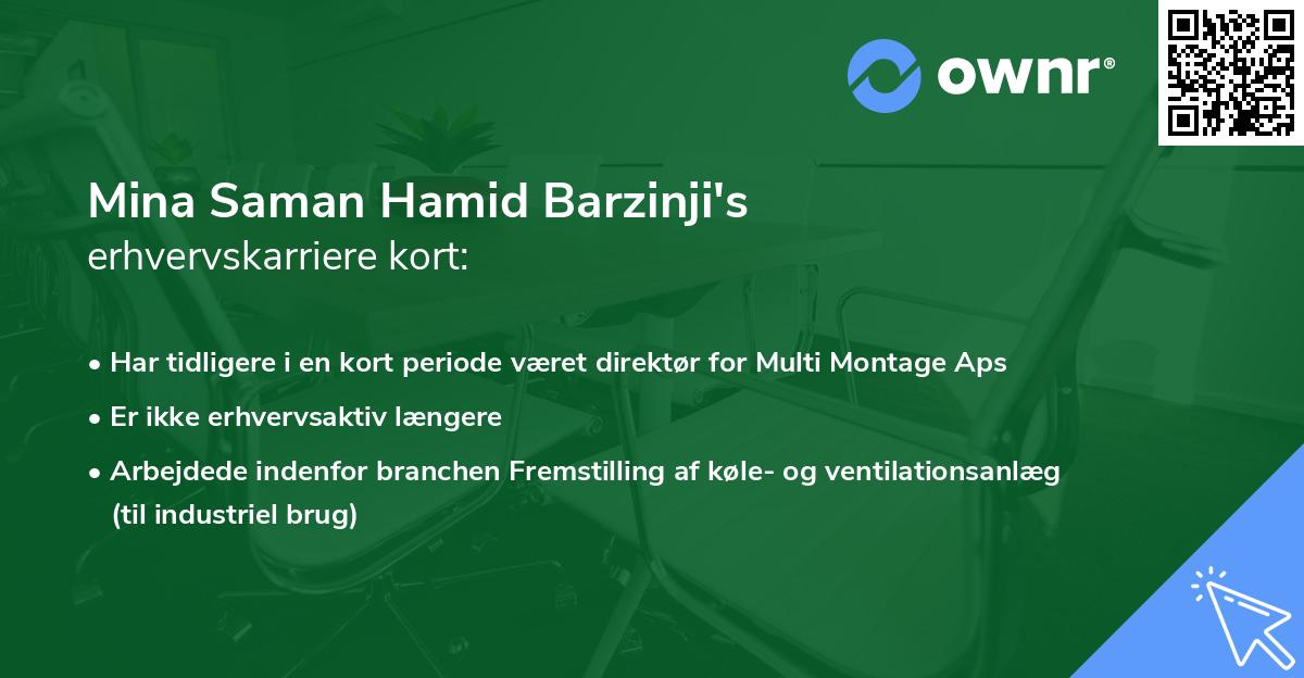 Mina Saman Hamid Barzinji's erhvervskarriere kort