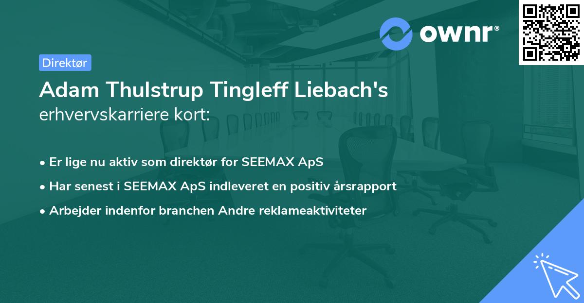 Adam Thulstrup Tingleff Liebach's erhvervskarriere kort