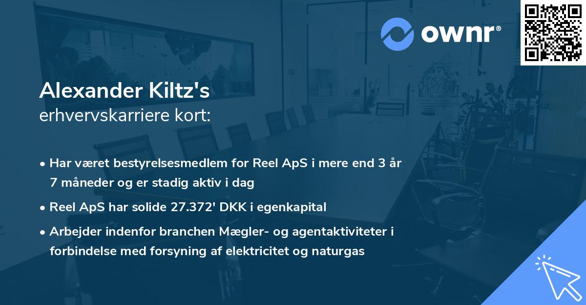 Alexander Kiltz's erhvervskarriere kort