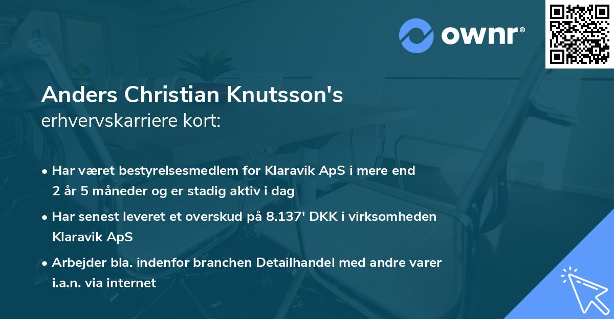 Anders Christian Knutsson's erhvervskarriere kort