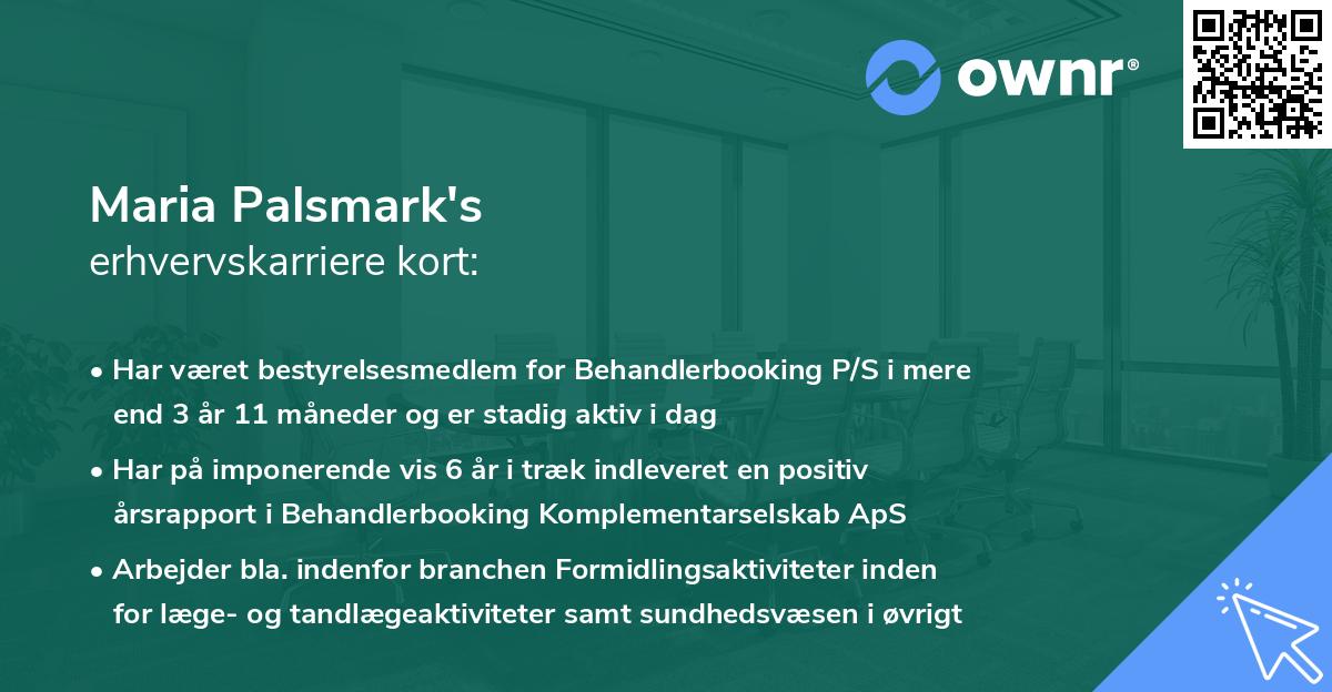 Maria Palsmark's erhvervskarriere kort