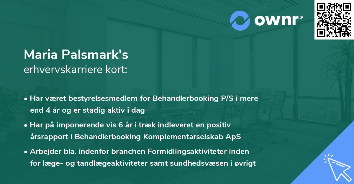 Maria Palsmark's erhvervskarriere kort