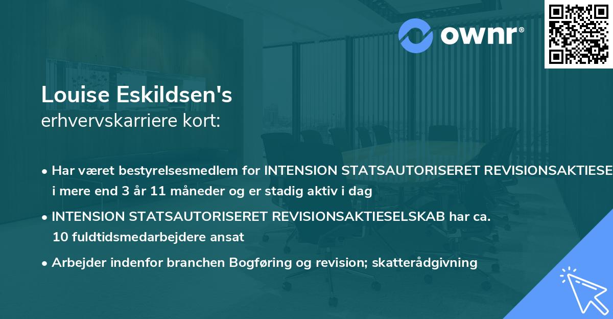 Louise Eskildsen's erhvervskarriere kort
