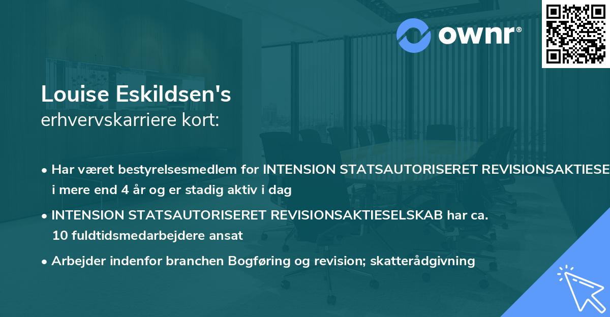 Louise Eskildsen's erhvervskarriere kort