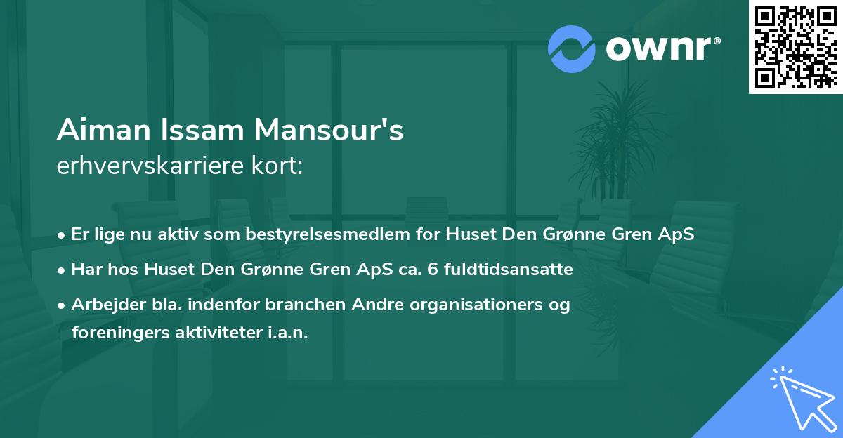 Aiman Issam Mansour's erhvervskarriere kort