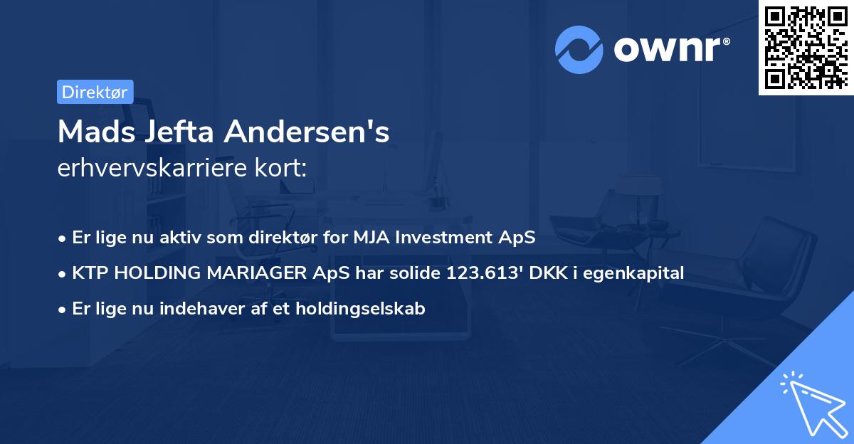 Mads Jefta Andersen's erhvervskarriere kort