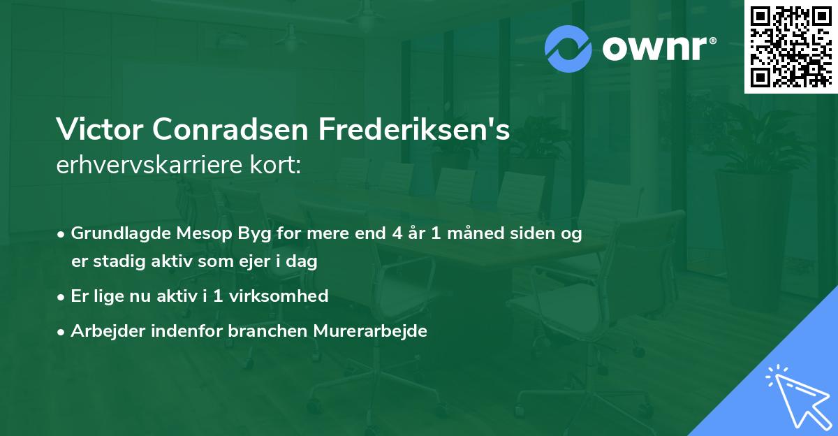 Victor Conradsen Frederiksen's erhvervskarriere kort