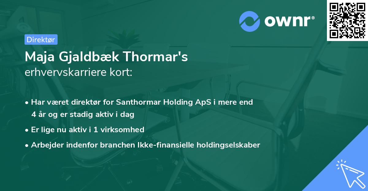 Maja Gjaldbæk Thormar's erhvervskarriere kort