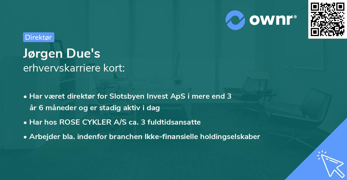 Jørgen Due's erhvervskarriere kort