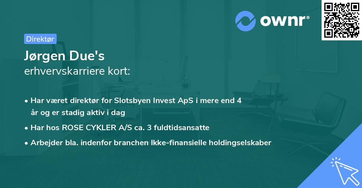 Jørgen Due's erhvervskarriere kort