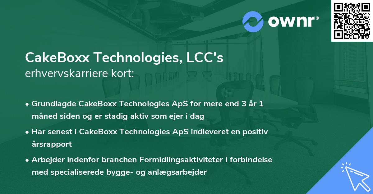 CakeBoxx Technologies, LCC's erhvervskarriere kort