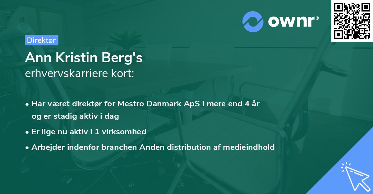 Ann Kristin Berg's erhvervskarriere kort