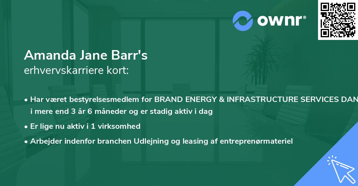 Amanda Jane Barr's erhvervskarriere kort
