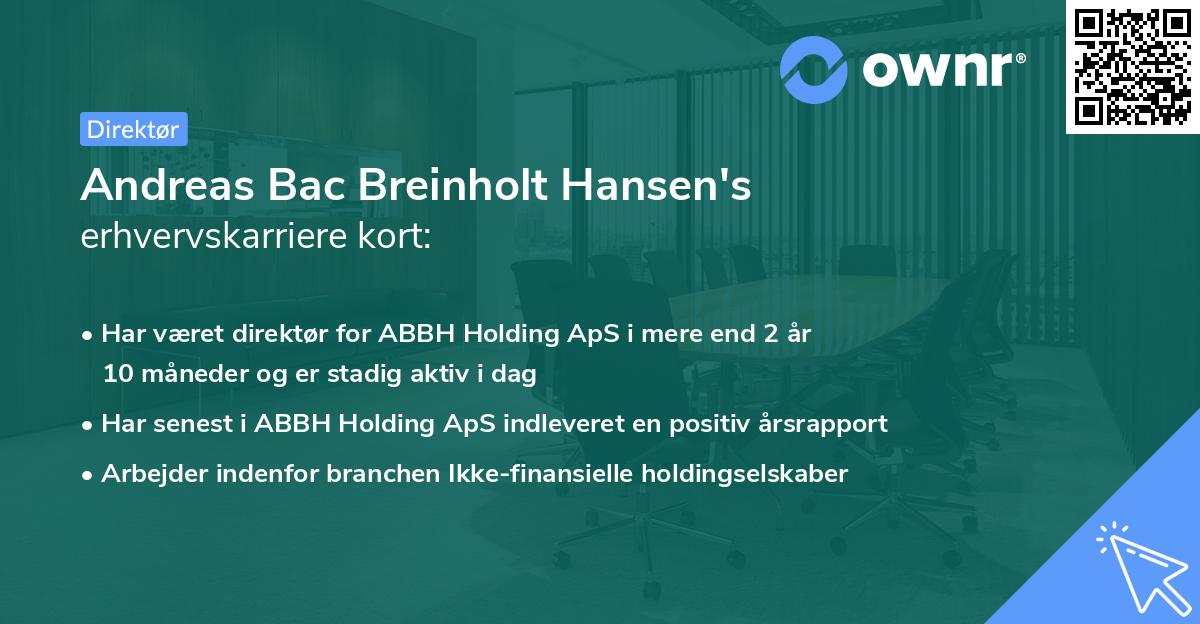 Andreas Bac Breinholt Hansen's erhvervskarriere kort