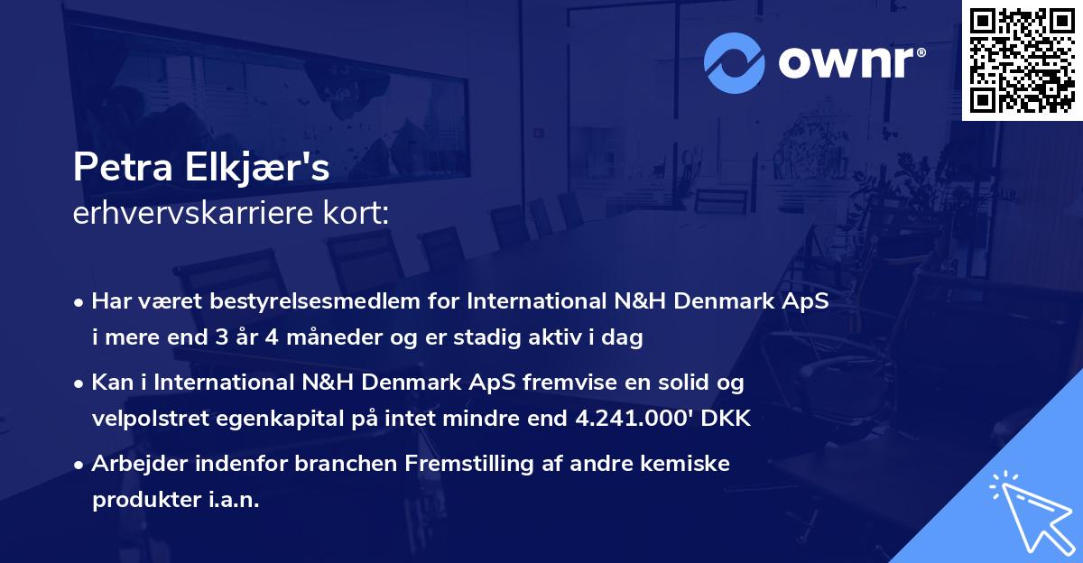 Petra Elkjær's erhvervskarriere kort