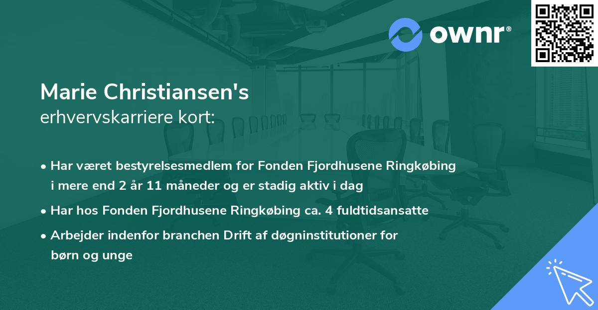 Marie Christiansen's erhvervskarriere kort