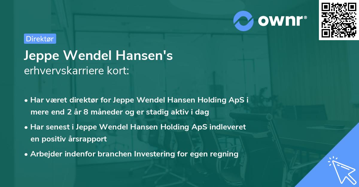 Jeppe Wendel Hansen's erhvervskarriere kort
