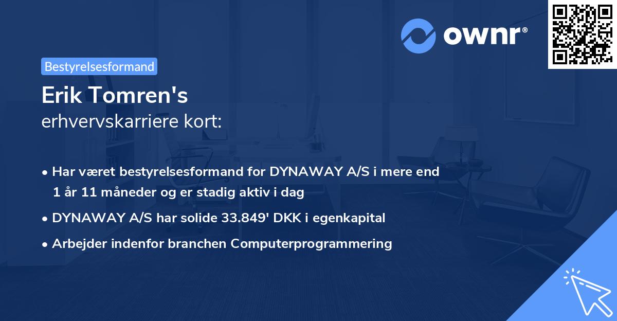 Erik Tomren's erhvervskarriere kort