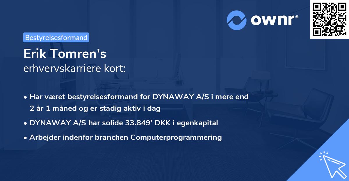 Erik Tomren's erhvervskarriere kort