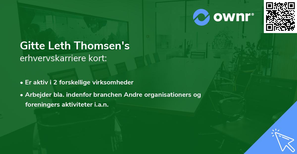 Gitte Leth Thomsen's erhvervskarriere kort