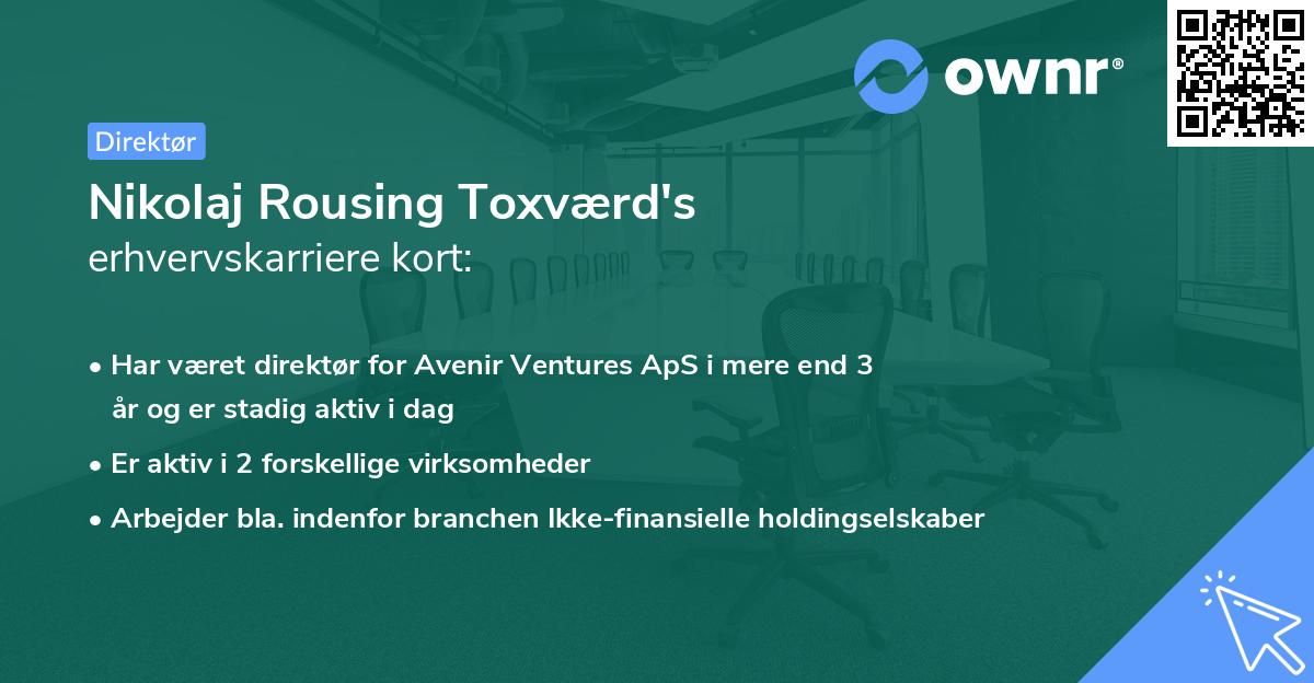 Nikolaj Rousing Toxværd's erhvervskarriere kort