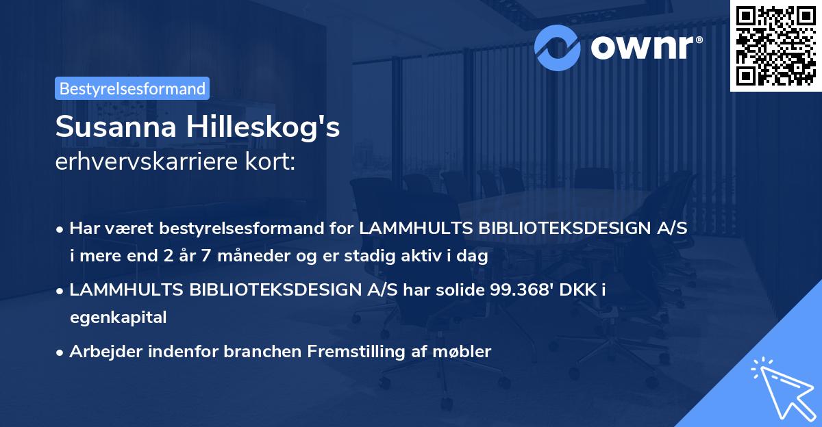Susanna Hilleskog's erhvervskarriere kort