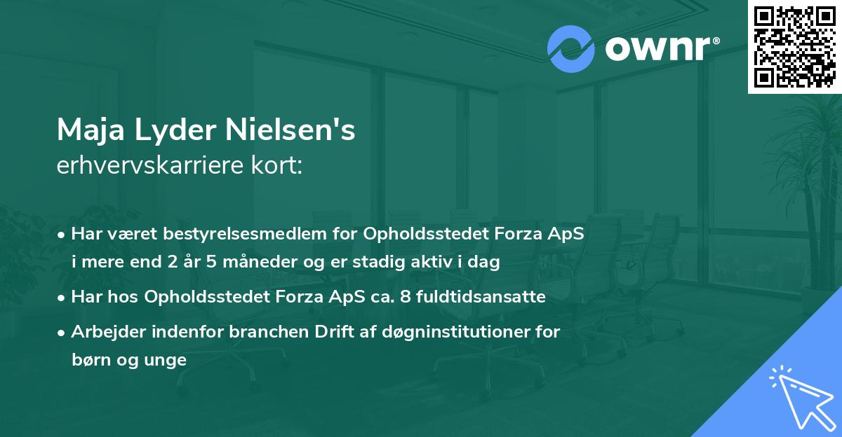 Maja Lyder Nielsen's erhvervskarriere kort