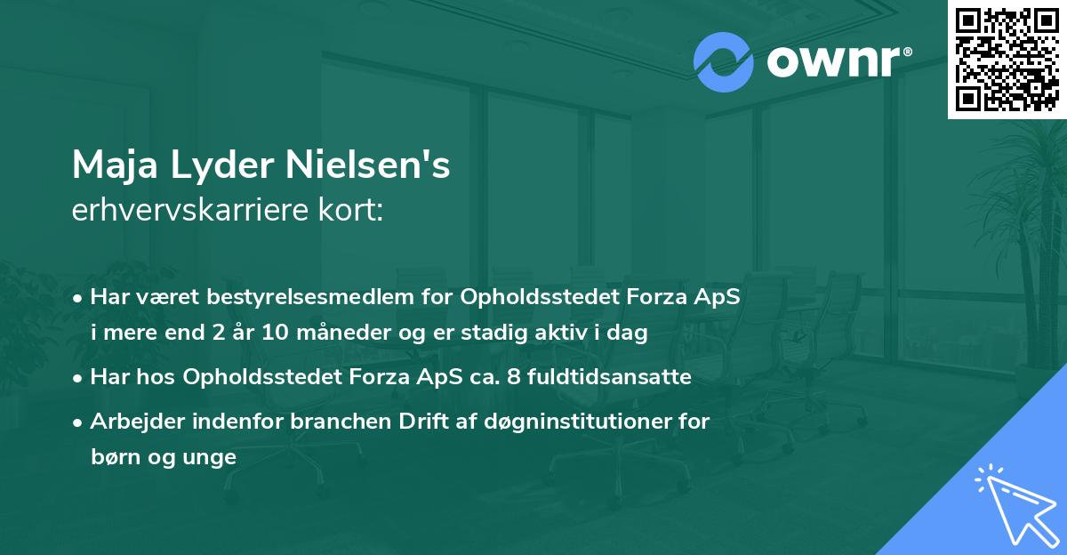 Maja Lyder Nielsen's erhvervskarriere kort