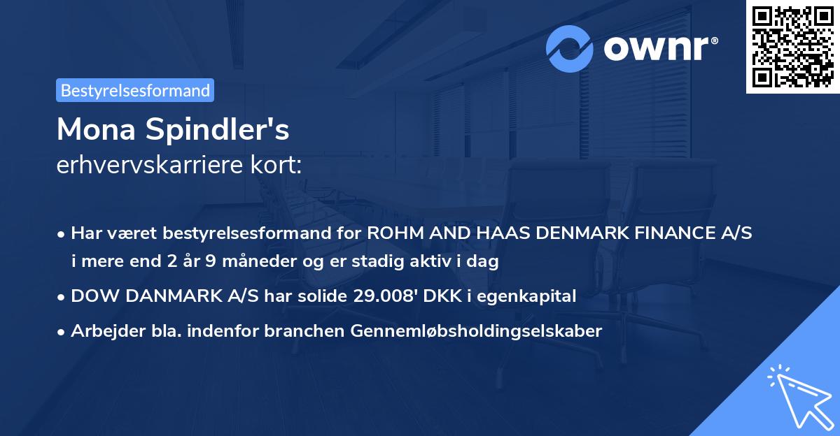 Mona Spindler's erhvervskarriere kort