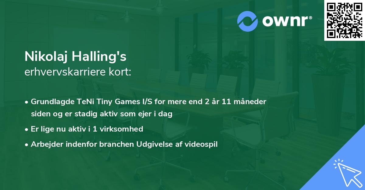 Nikolaj Halling's erhvervskarriere kort
