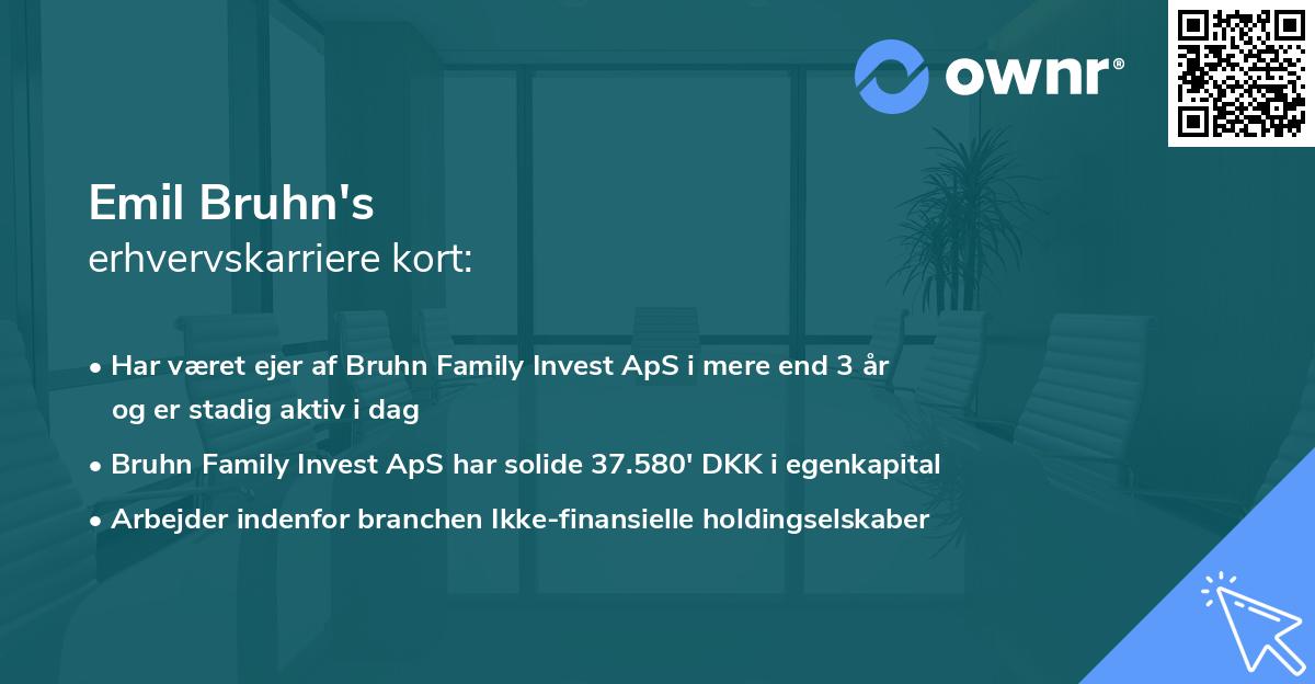 Emil Bruhn's erhvervskarriere kort