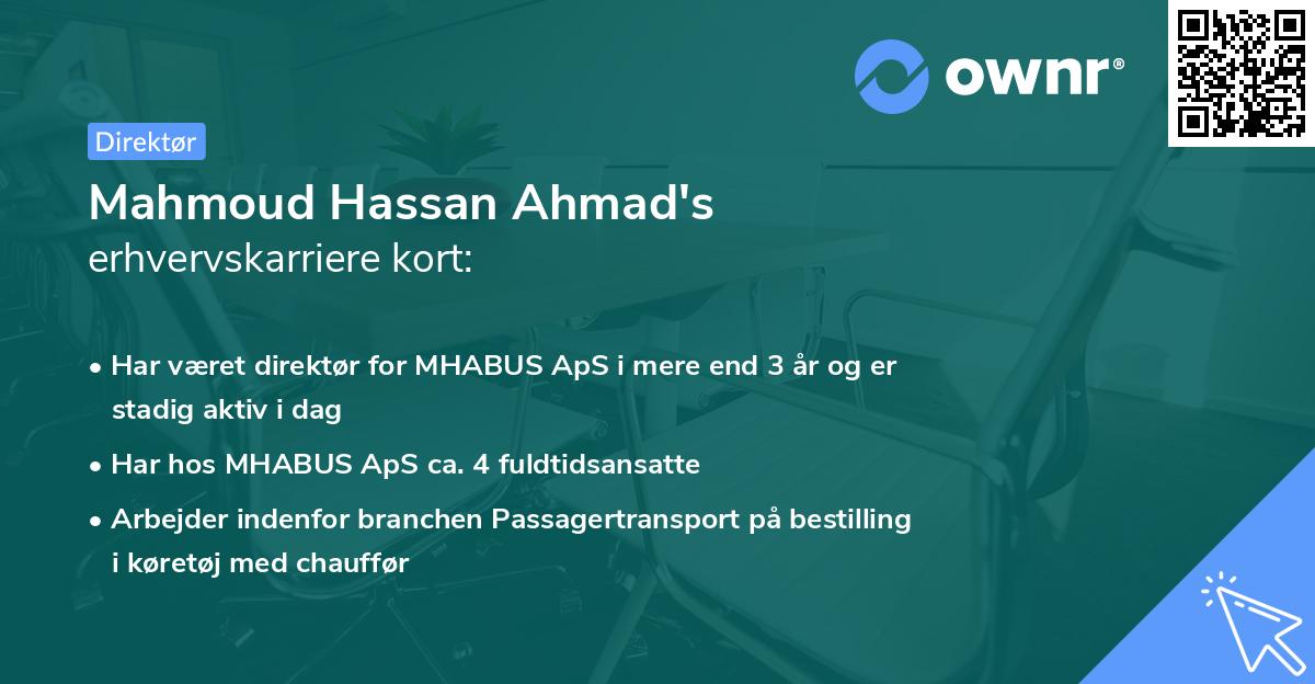 Mahmoud Hassan Ahmad's erhvervskarriere kort