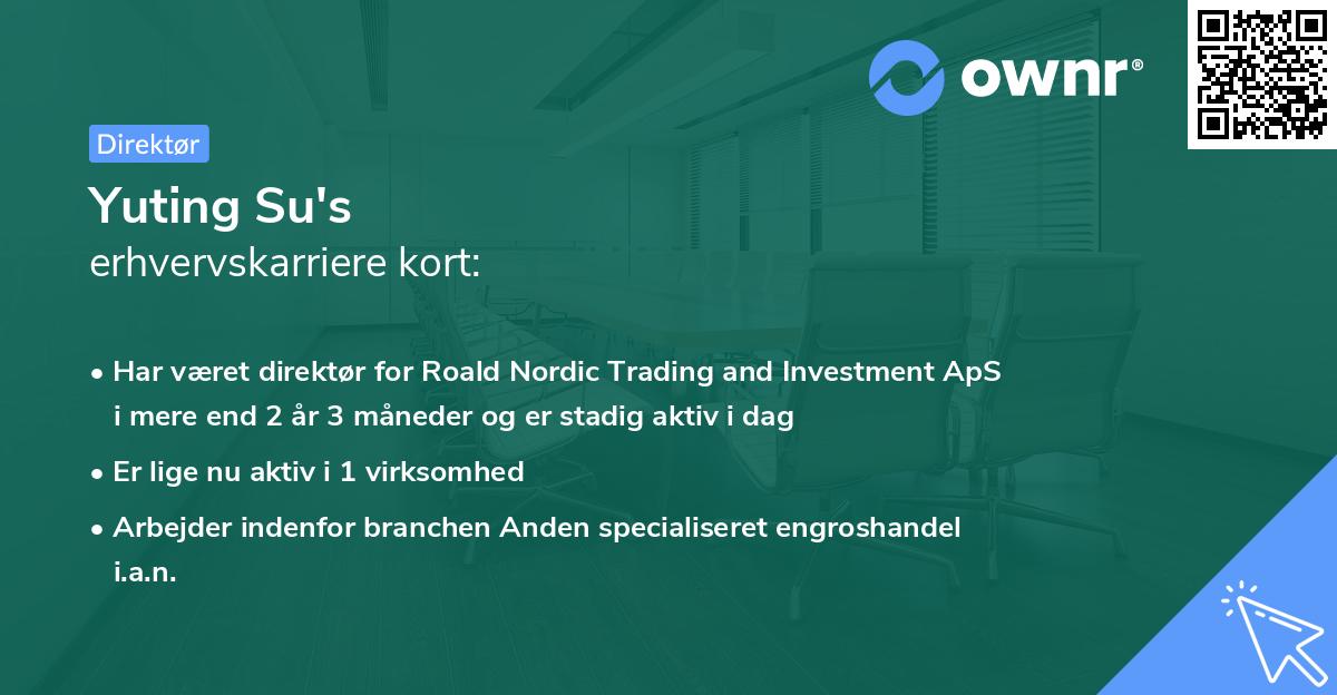 Yuting Su's erhvervskarriere kort