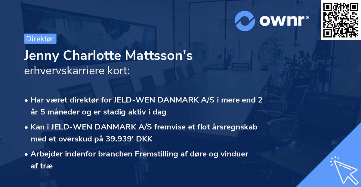Jenny Charlotte Mattsson's erhvervskarriere kort