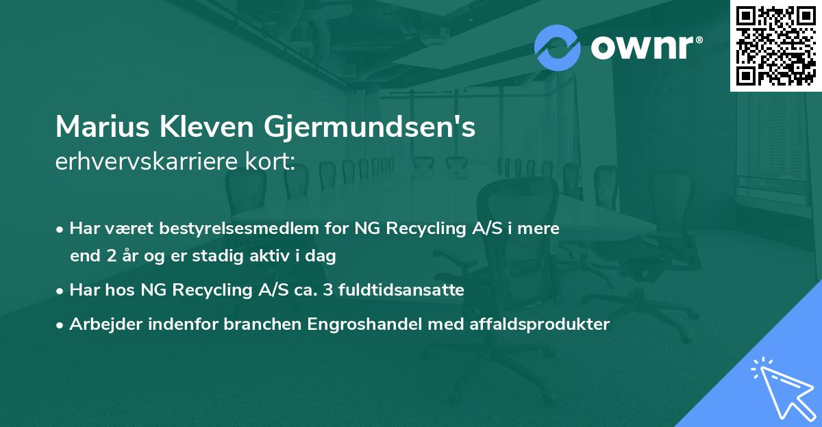 Marius Kleven Gjermundsen's erhvervskarriere kort