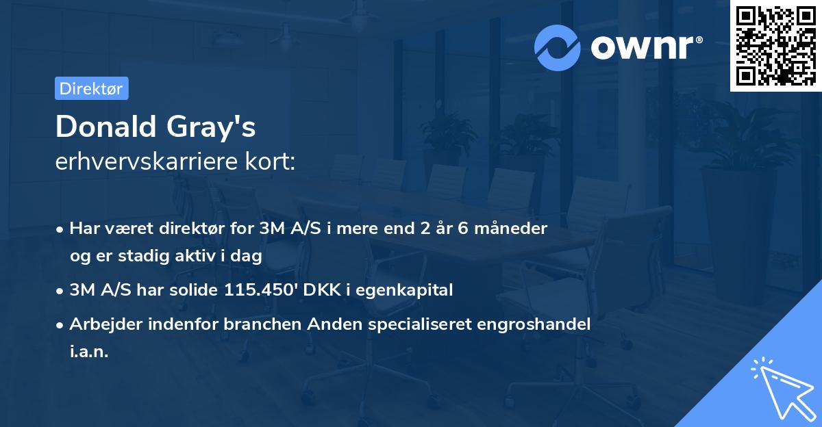 Donald Gray's erhvervskarriere kort