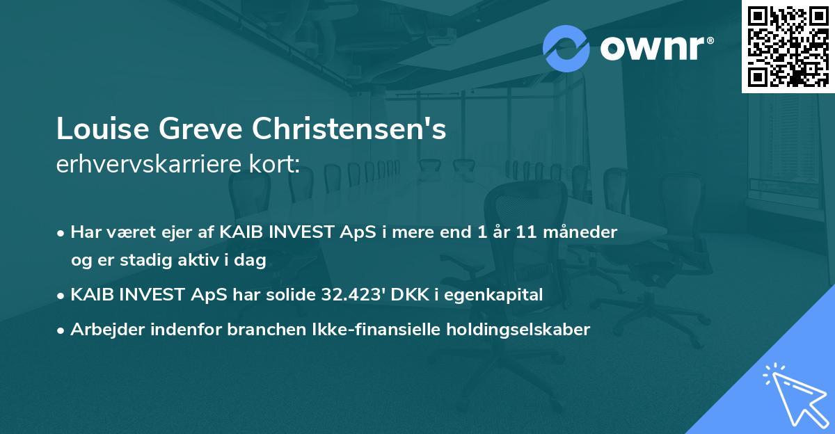 Louise Greve Christensen's erhvervskarriere kort
