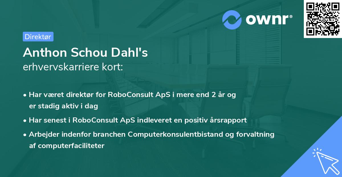 Anthon Schou Dahl's erhvervskarriere kort