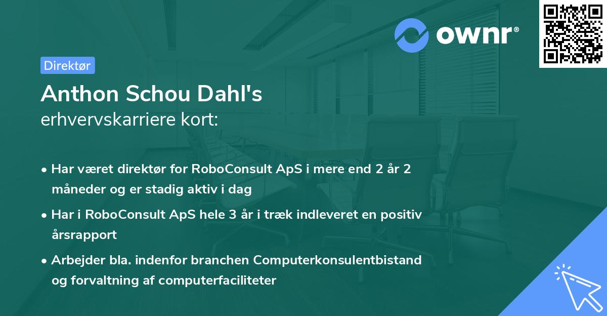 Anthon Schou Dahl's erhvervskarriere kort