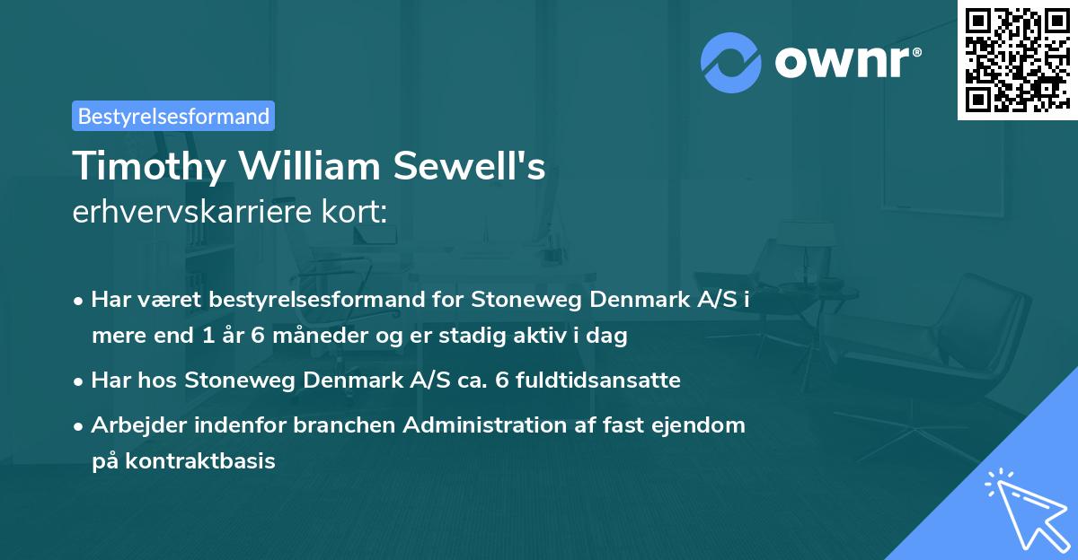 Timothy William Sewell's erhvervskarriere kort