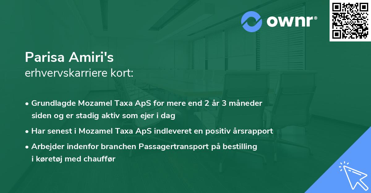 Parisa Amiri's erhvervskarriere kort
