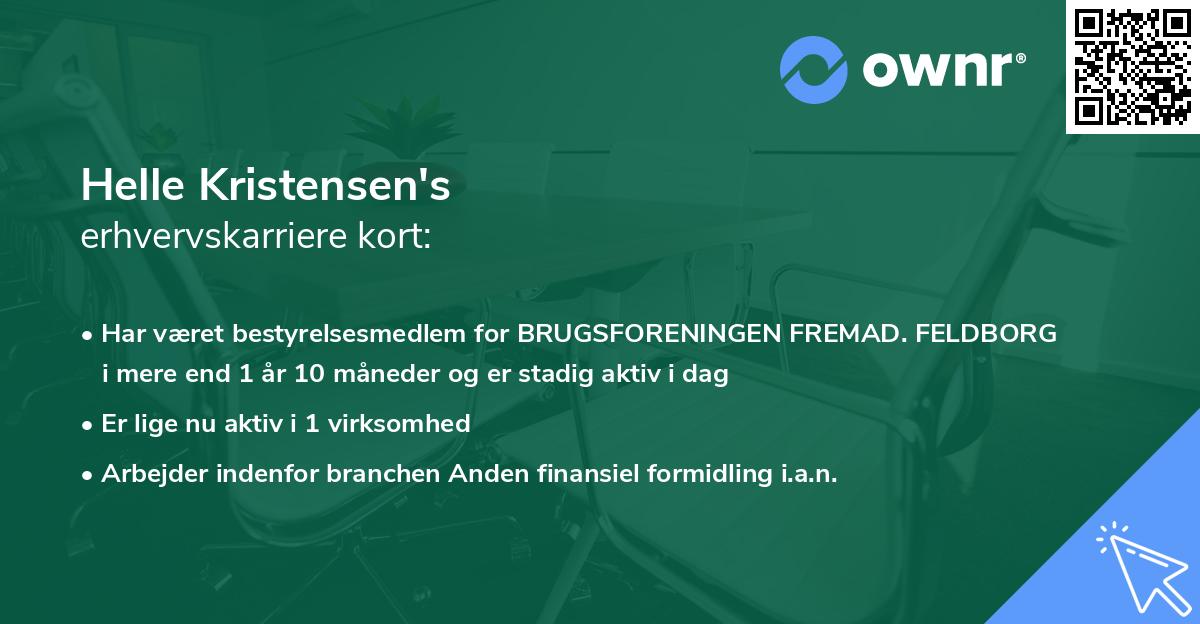 Helle Kristensen's erhvervskarriere kort
