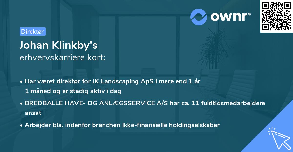 Johan Klinkby's erhvervskarriere kort