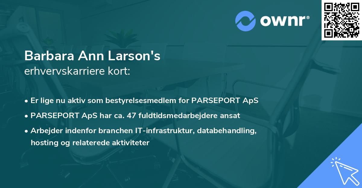 Barbara Ann Larson's erhvervskarriere kort