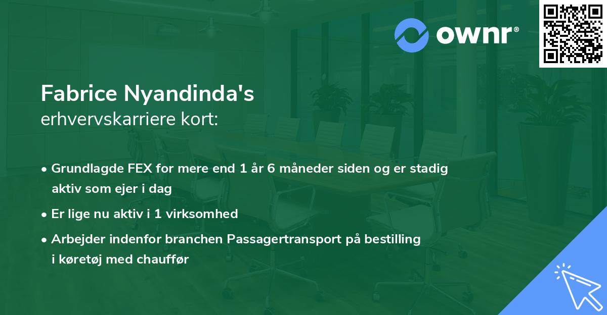 Fabrice Nyandinda's erhvervskarriere kort