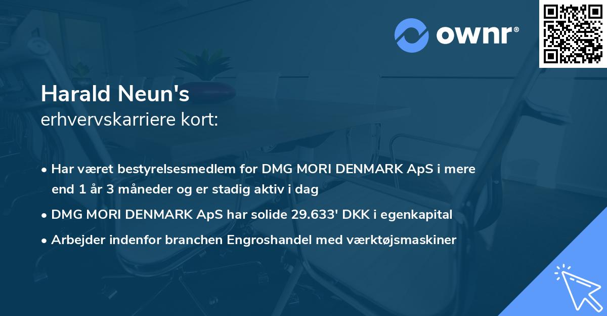 Harald Neun's erhvervskarriere kort